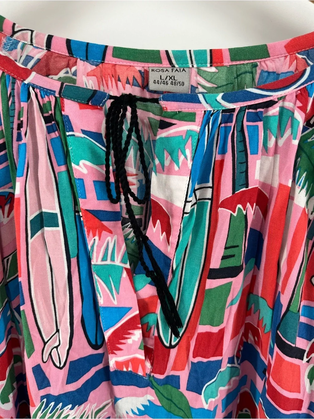 Rosa Faia Papanui Tropical Surfboard Print Viscose Cover Up Tunic Dress L XL - Picture 5 of 9